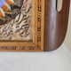 Wooden vintage plateau with butterfly decoration