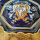 Empty pocket dish Gien Renaissance earthenware blue background D20 cm