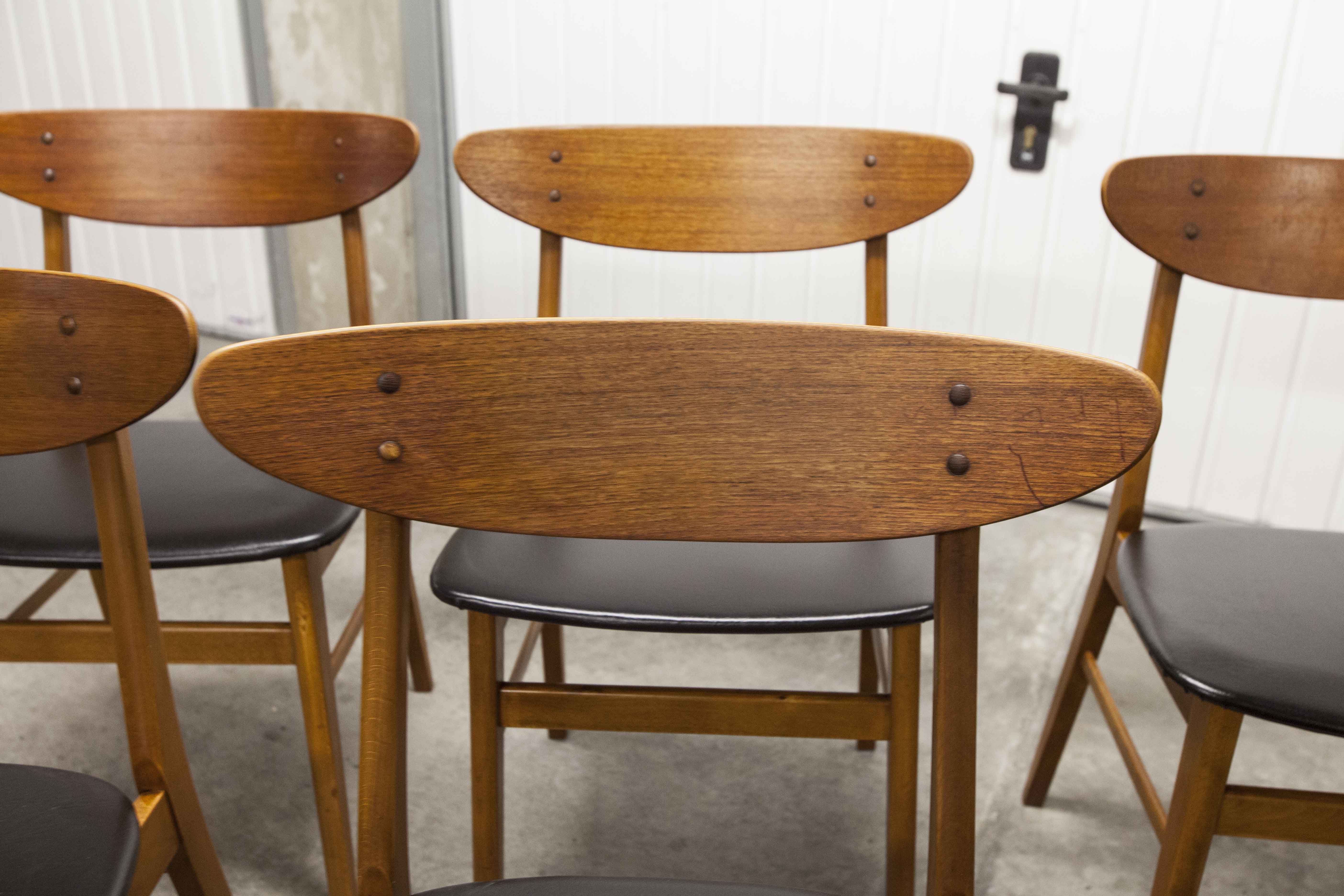 Lot de 6 chaises Farstrup 210 teck en hêtre 1965