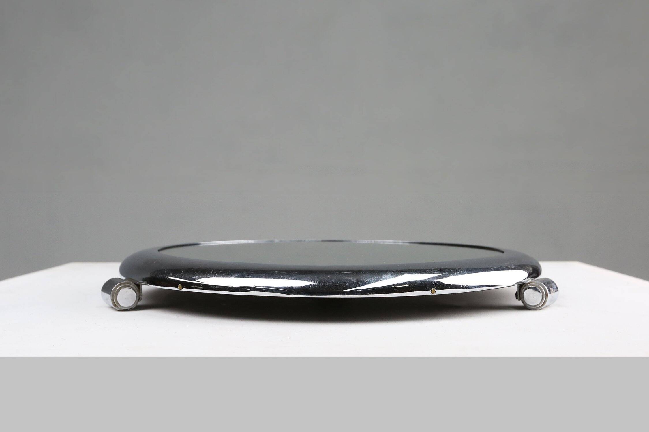 Chrome and mirror Art Deco Serving Tray, Belgium 1930s