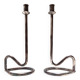 Minimalist Pair of Silver Plated Metal Candleholders in the Style of Sabattini