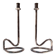 Minimalist Pair of Silver Plated Metal Candleholders in the Style of Sabattini