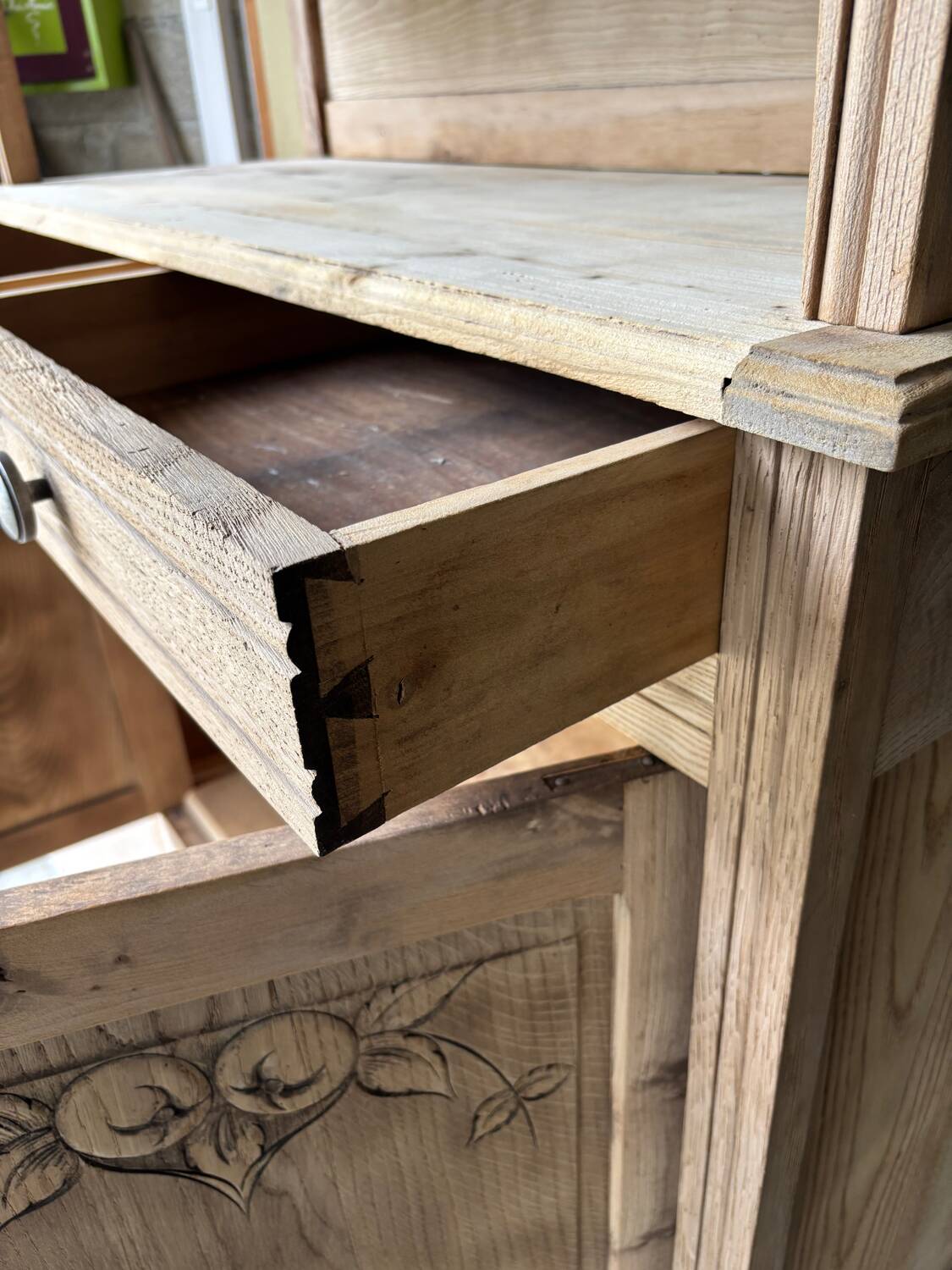 Antique raw wood dresser