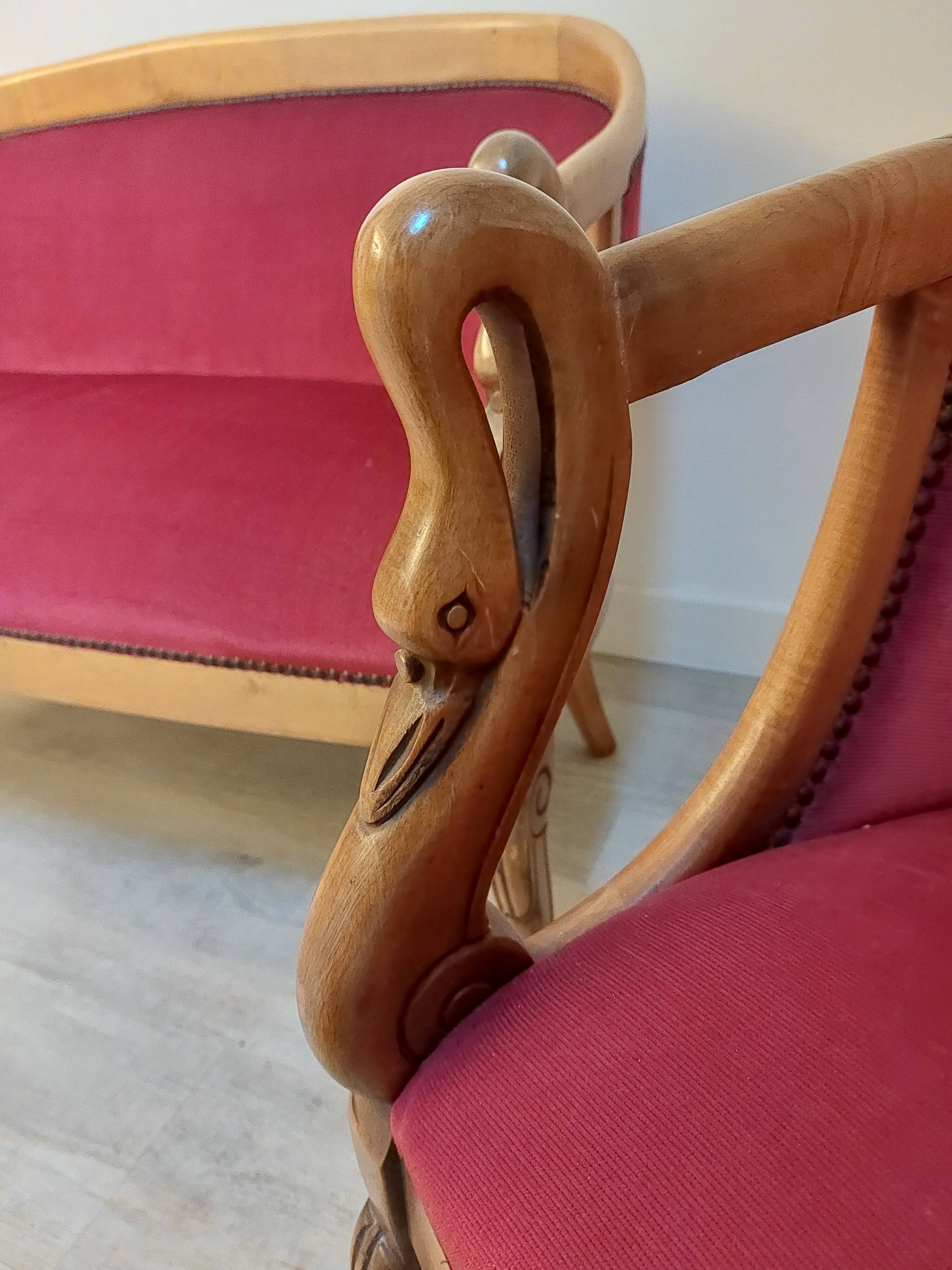 Burgundy velvet salon Swan neck