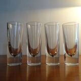 4 high glasses Heavy bullet glass Carlo Moretti Italy 1980 signed