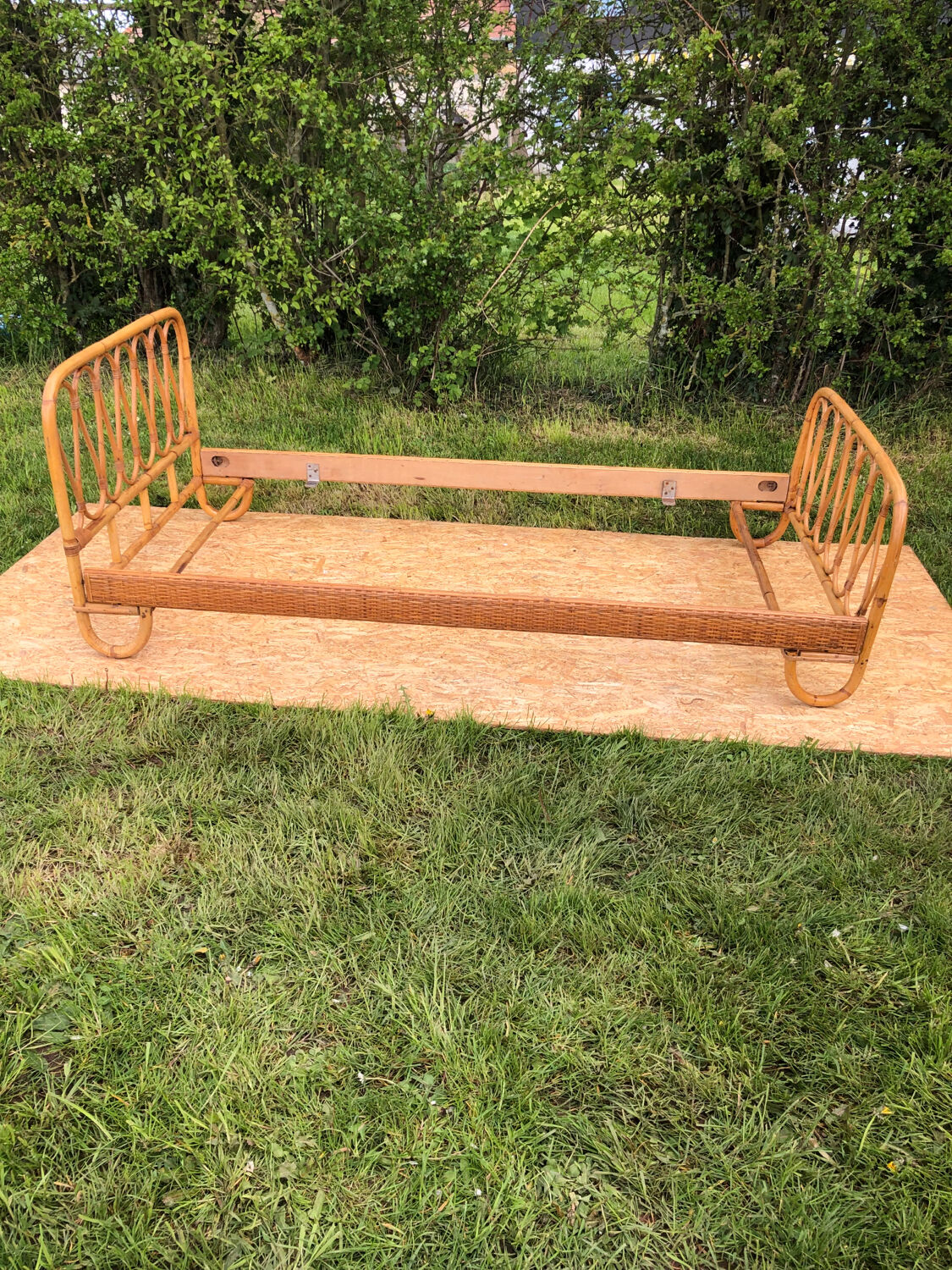 Rattan bed.