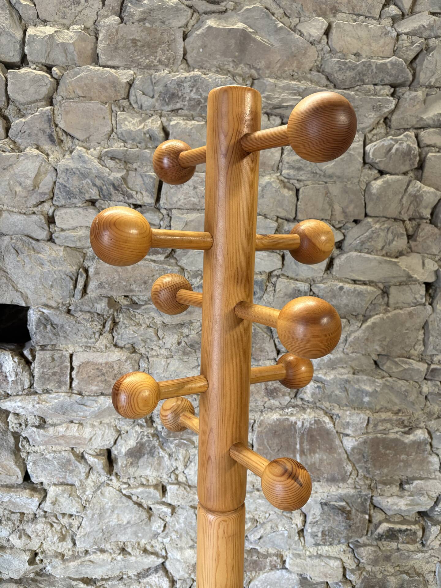 Solid pine coat rack, 1980