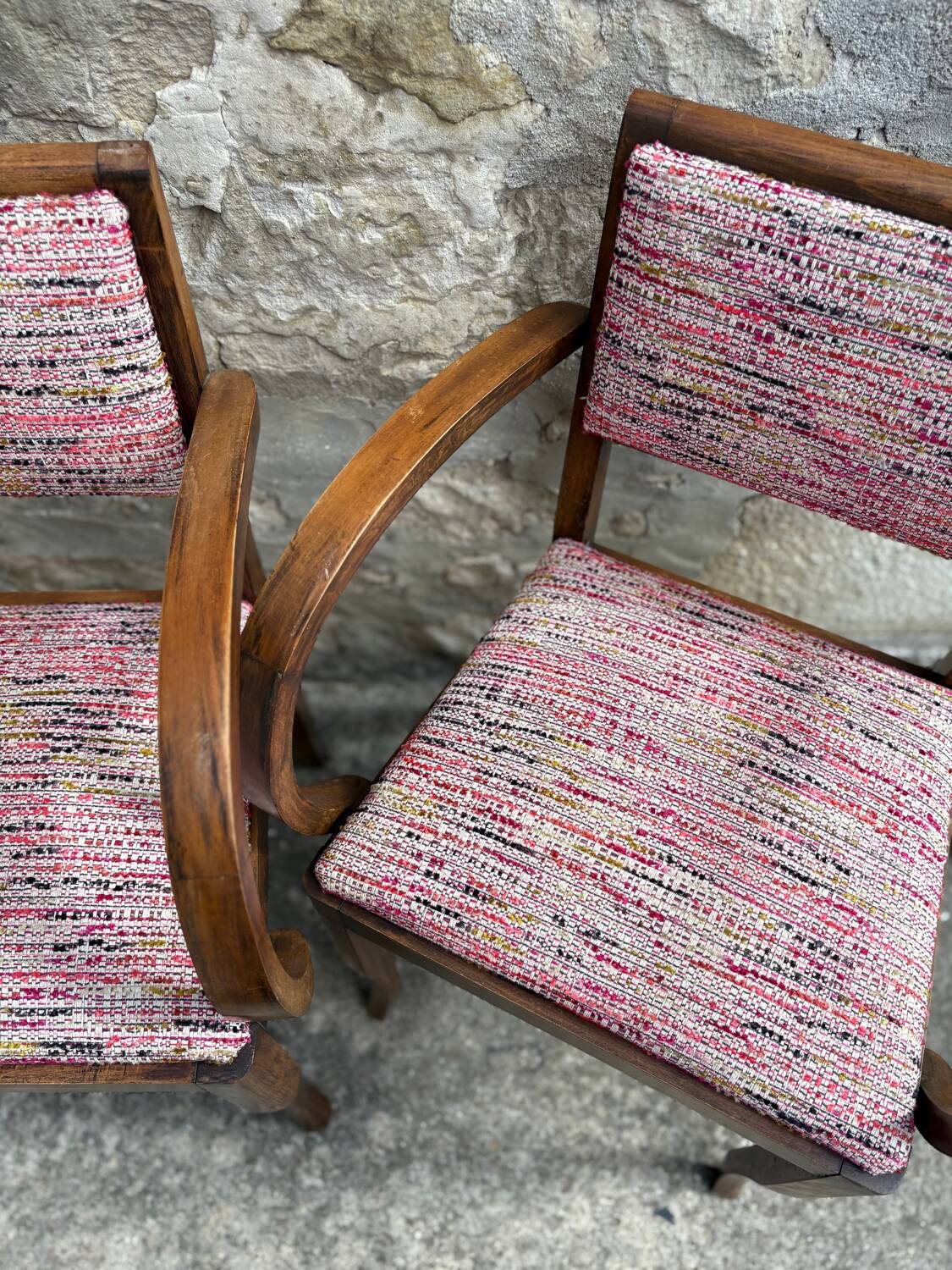 Pair of 1960s bridge chairs in Nobilis fabric