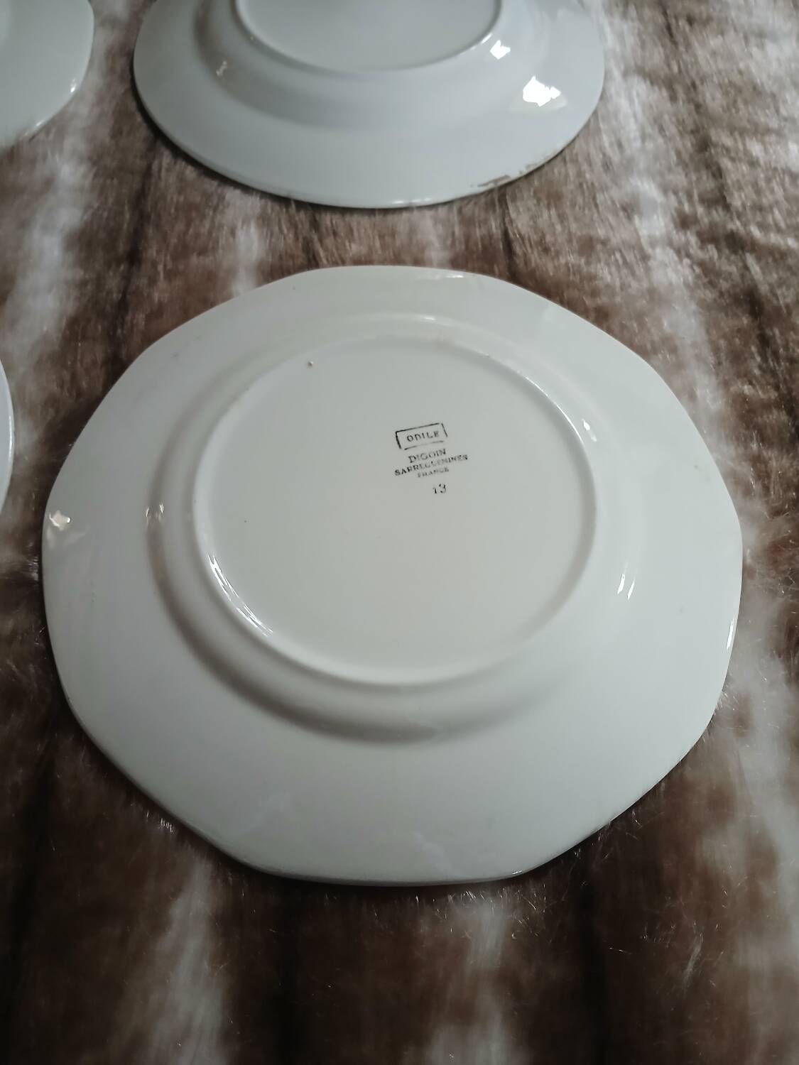 4 antique flat plates from Digoin and Sarreguemines
