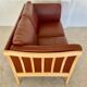 VINTAGE DANISH MID CENTURY DARK COGNAC LEATHER 2 SEATER STOUBY SOFA