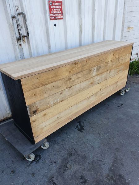 Old craft furniture with drawers façade and oak top