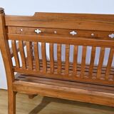 Old colonial varangue bench in teak – mid 20th century