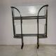 Vintage folding dessert table in chrome metal with enamelled trays.
