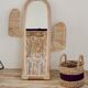 Cactus mirror in rattan and vintage bohemian canning  42x60cm