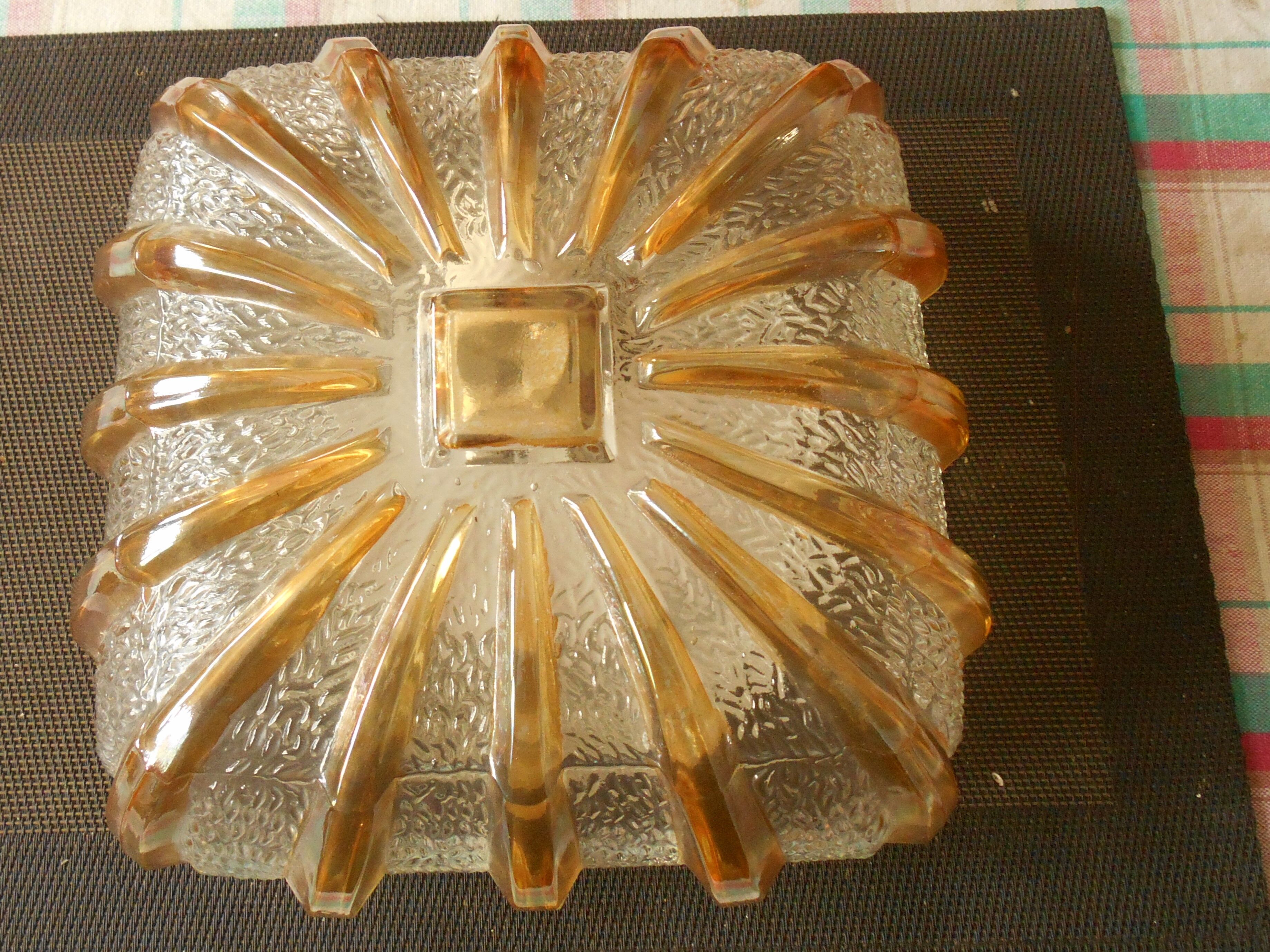 Old ceiling lamp vintage glass 70