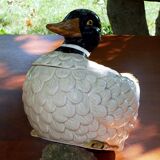 Enameled ceramic duck with lid