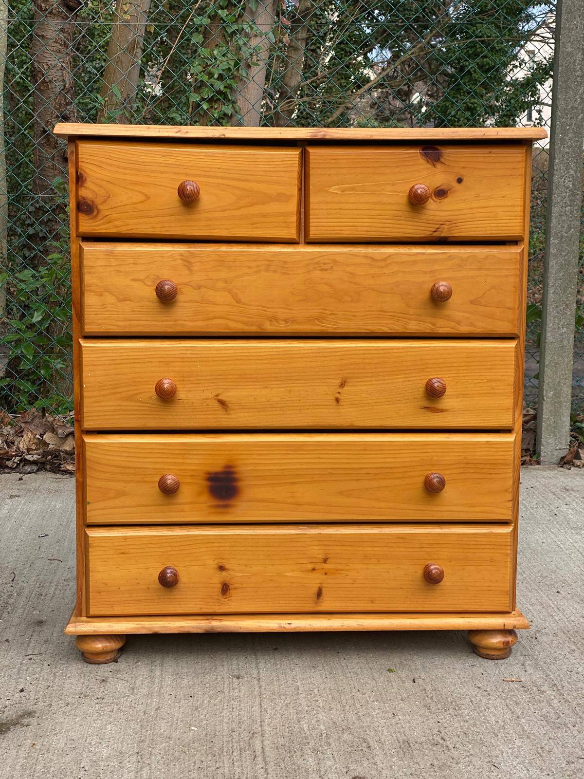 Commode 6 tiroirs en pin massif