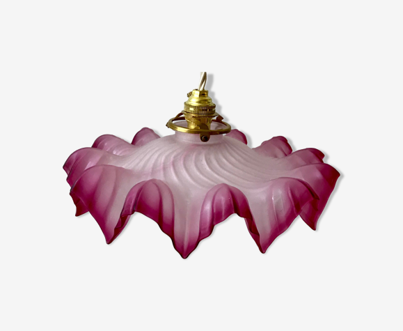 Suspension en verre poli rose violet années 50-60