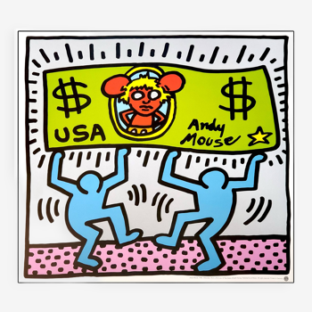 Keith Haring, 1986, sérigraphie originale Andy Mouse