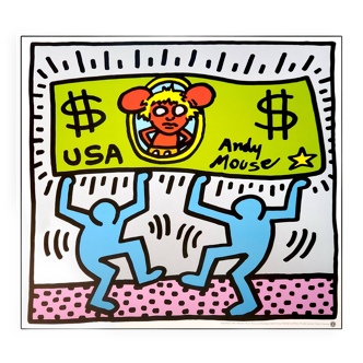 Keith Haring, 1986, sérigraphie originale Andy Mouse