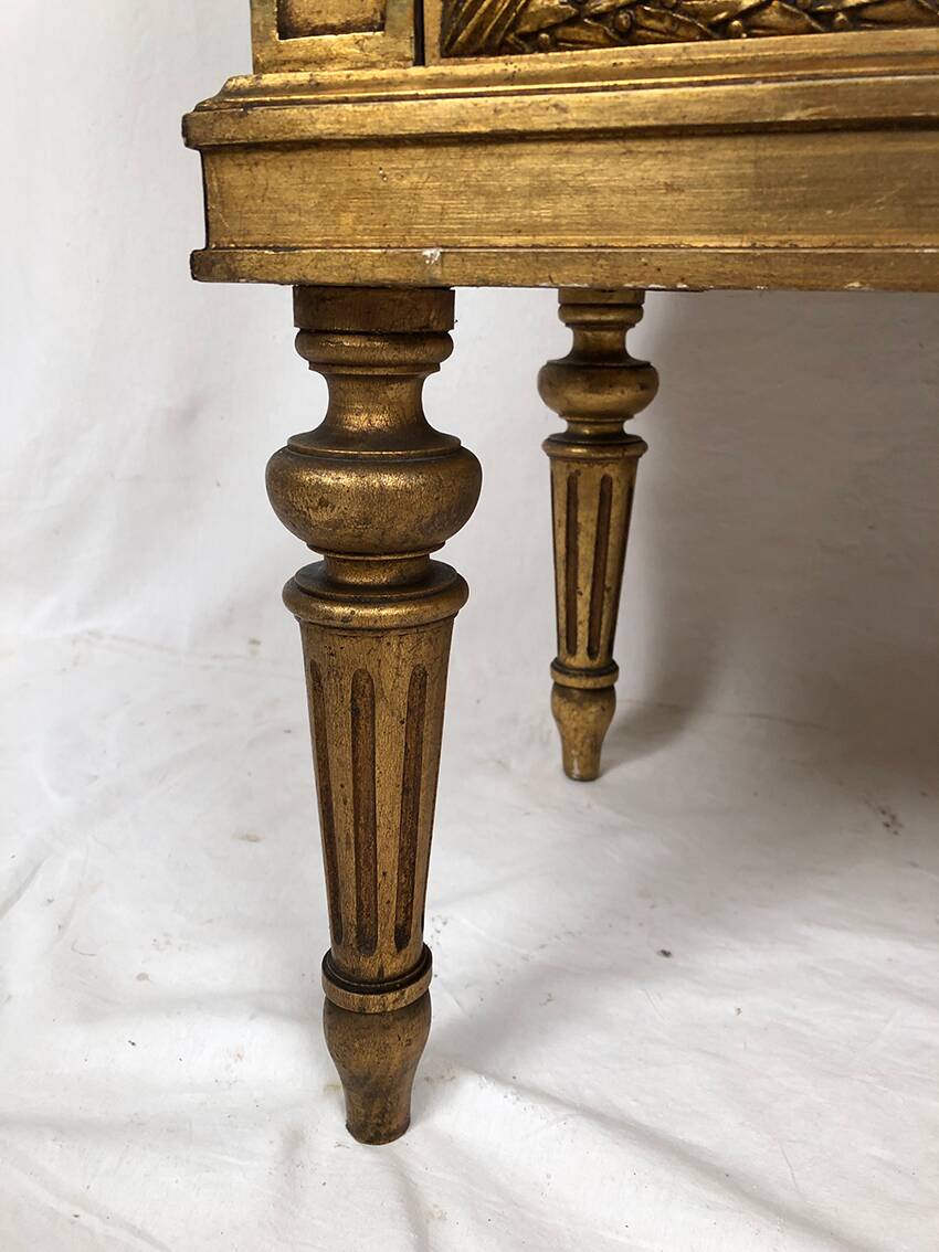 Louis XVI style showcase in wood and gilded stucco, circa 1900