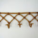 Vintage rattan coat rack 5 hooks 50s