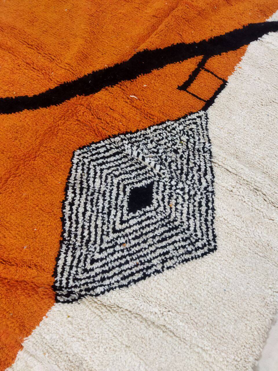 Moroccan handmade artisanal berber carpet magic orange eye 287 x 184 cm