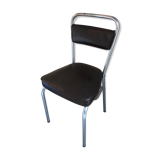 Old chair metal chrome & skaï brown 70s vintage