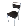 Ancienne chaise métal chromé & skaï marron années 70 vintage