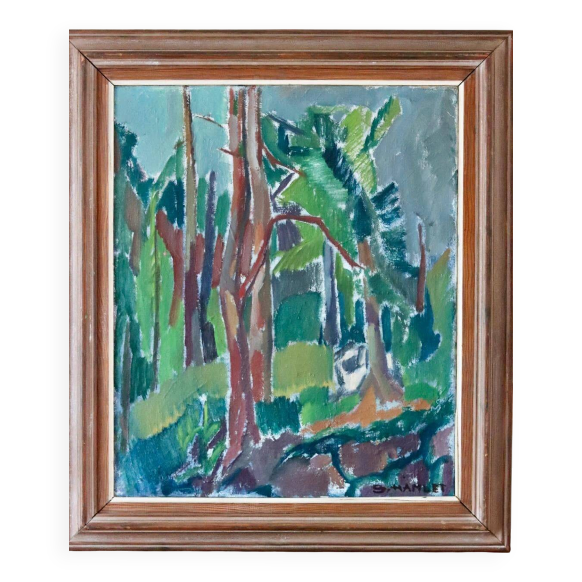Huile sur toile suédoise originale du milieu du siècle « Öjersjö » par Sven Hamlet