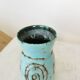 Vintage Turquoise Crackle Glaze Vase: Handmade Studio Pottery, Mid-Century