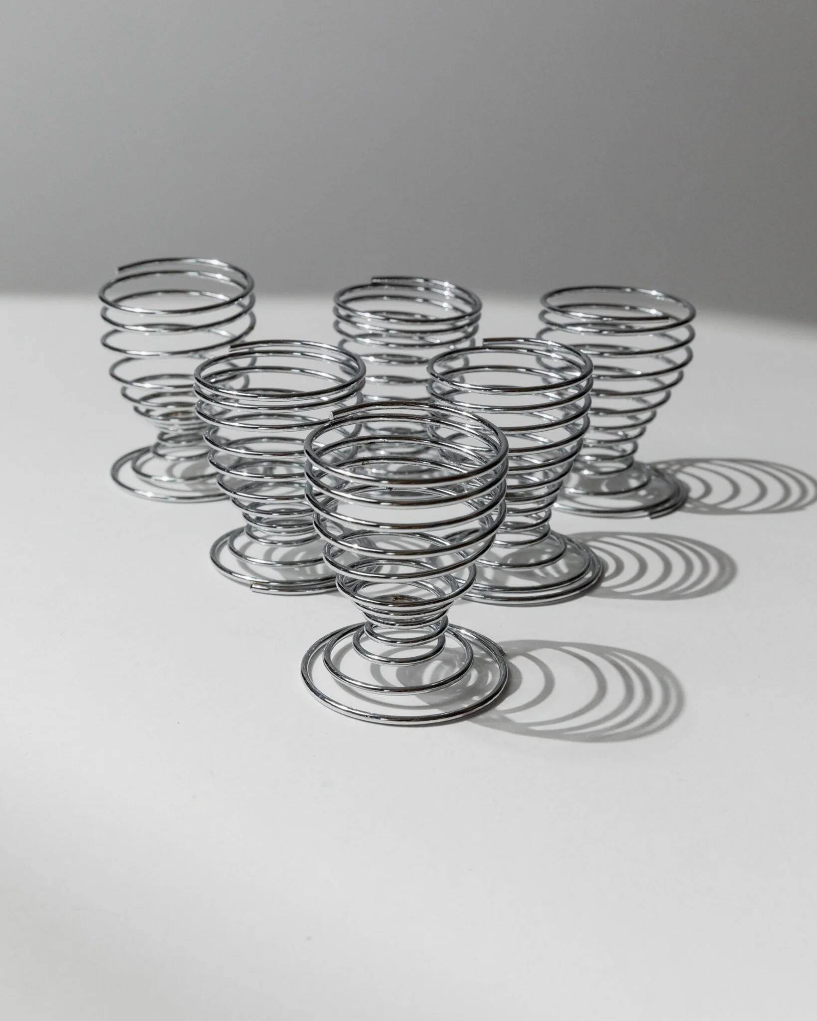 Lot de 6 coquetiers vintage - spirale en métal chromé, design Space Age intemporel, Italie années 1970 - idée cadeau, décoration de table rétro et élégante