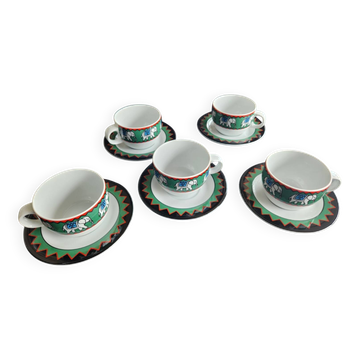 5 cups and saucers by Guy Degrenne