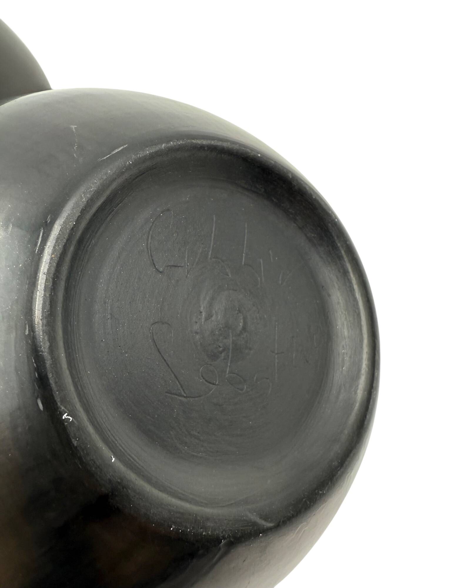 Mid-century set of 3 black bucchero ceramic vases, Sebastiani Italy 1960s