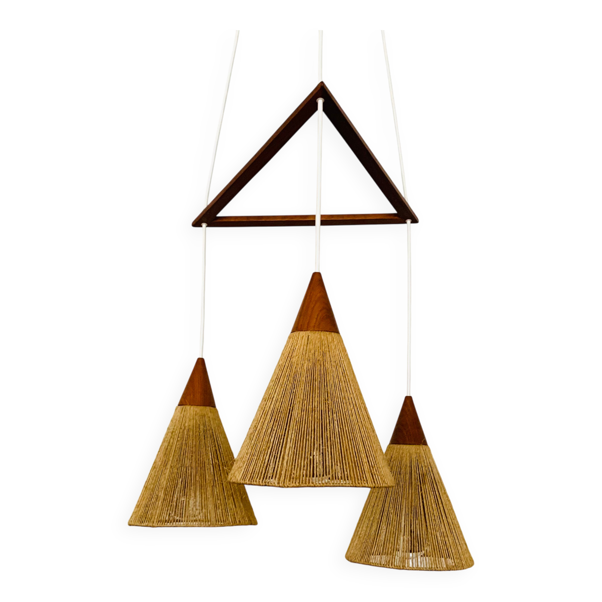 Teakwood and Sisal Cascading Lamp by Temde
