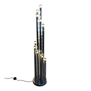 Vintage 1970s Italian Reggiani Fourteen Lights Chromed Floor Lamp