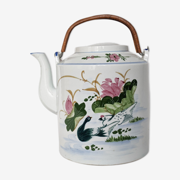 Porcelain teapot with wooden handles
