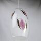 Vintage 1950s Pendant Light, Cream White Glass, Pink and Gold Flower Pattern, ARLUS