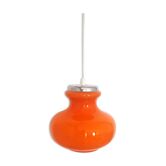 Suspension vintage en verre opalin orange 1970