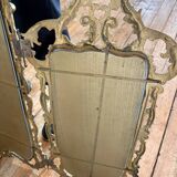 Triptyque Miroir Baroque/Rococo en laiton Doré, vers 1950 -M