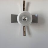 Vintage wall lamp, brushed chrome and opaline metal, France 1960s