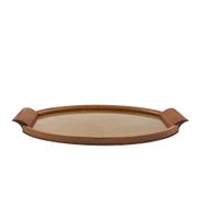 Mid-century wood and brass tray, Italy 1950s