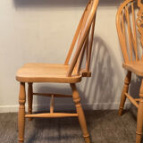 Set of 6 Dutch chairs in solid beech wood.