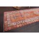 Vintage Turkish Oushak Handmade Wool Cotton Orange Runner Rug 80x372