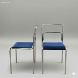 Chrome Bauhaus chair from the 70s – velvet seat (multiple available)