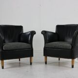 Set of two Danish design leather club chairs