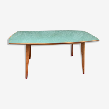 Table à manger vintage dessus opaline verte années 1960´