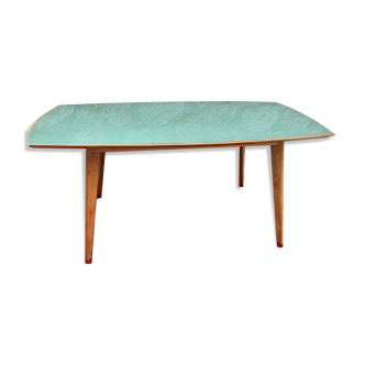 Table à manger vintage dessus opaline verte années 1960´