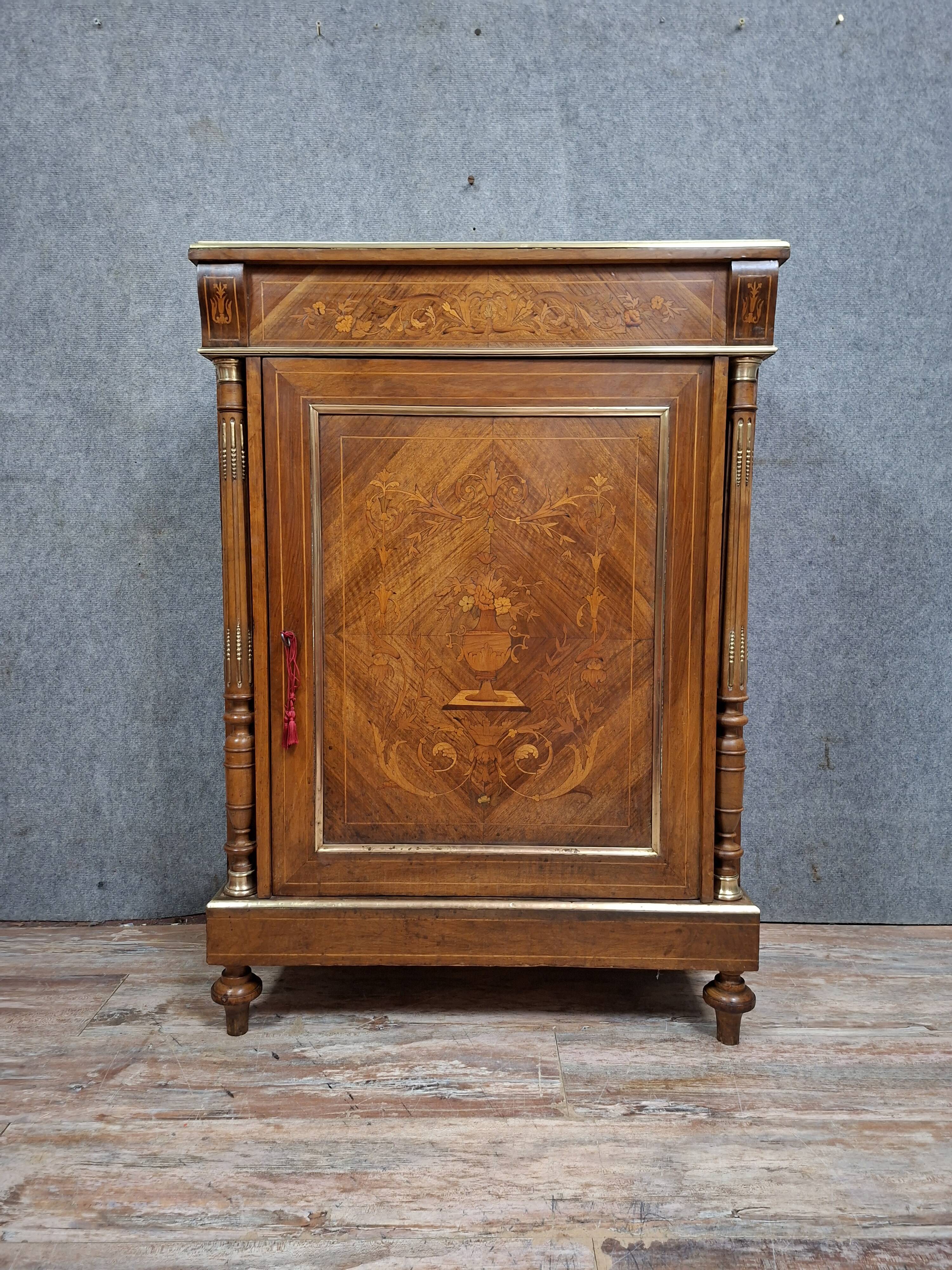 small side table or chest of drawers in marquetry, Napoléon III style
