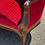 Louis XV style canapé in moulded wood – red velvet fabric – 19th century